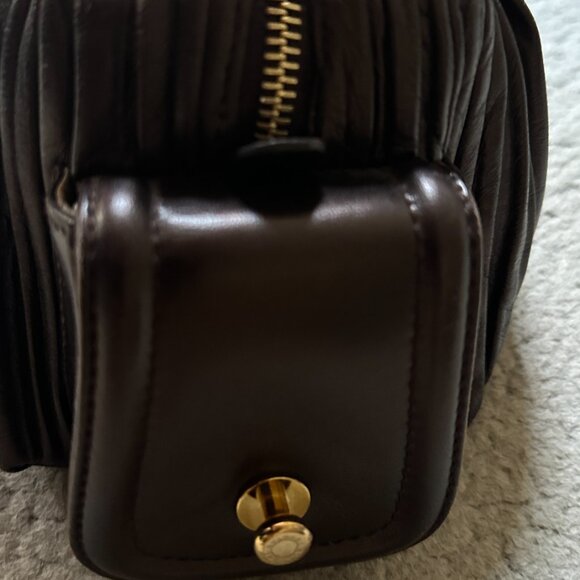 Bvlgari Bronzed Lambskin Leather Plisse Leoni Handbag - Picture 4 of 16